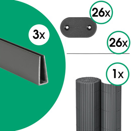 Osłona PVC maskująca 300x100 cm, profile zestaw na balkon, taras, ogrodzenie ciemnoszare