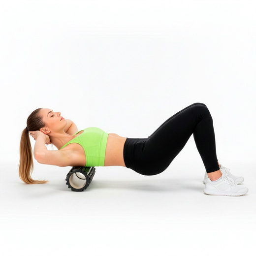 Wałek do masażu, średnio twardy, roller z wypustkami, czarny