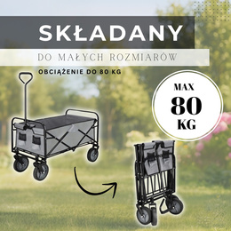 Wózek ogrodowy turystyczny składany 80 kg czarno-szary