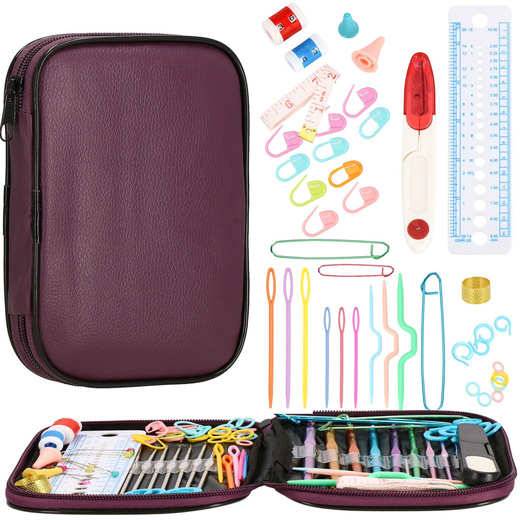Zestaw do szydełkowania z etui 100 elementów szydełka 0.6-6.5 mm z akcesoriami