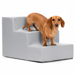 Schodki dla psa do łóżka 30 cm podest, rampa 3-stopniowa, miękkie schody szare