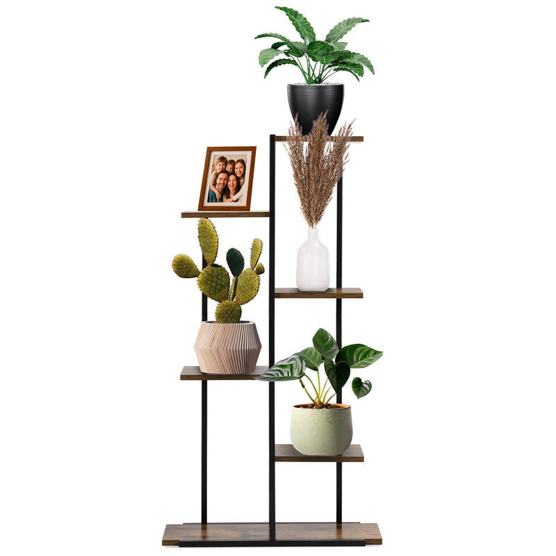 Kwietnik metalowy 113 cm stojak na kwiaty z 6 półkami loft wielopoziomowy nowoczesny