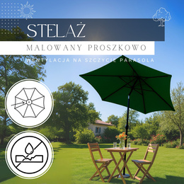 Parasol ogrodowy łamany 260 cm duży z korbką, na balkon, taras ciemnozielony