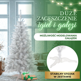 Choinka sztuczna 180 cm jodła biała nowoczesna jak żywa, ze stojakiem