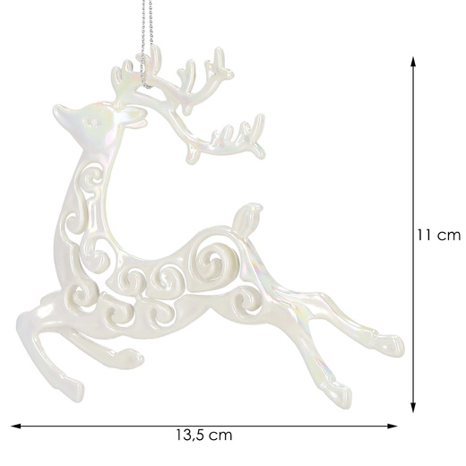 Zawieszka choinkowa kremowa ozdoba renifer na choinkę 13,5 cm