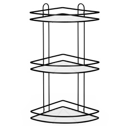 Półka łazienkowa narożna pod prysznic 3 poziomy, wisząca, czarna
