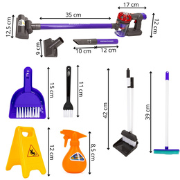 Zestaw sprzątający dla dzieci, zabawka, akcesoria domowe do sprzątania: odkurzacz, miotła