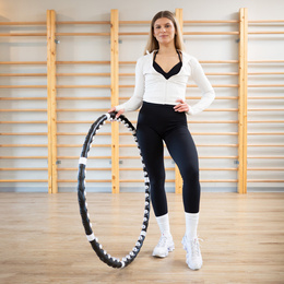 Hula hop treningowe 92 cm z wypustkami masującymi, składane, czarne