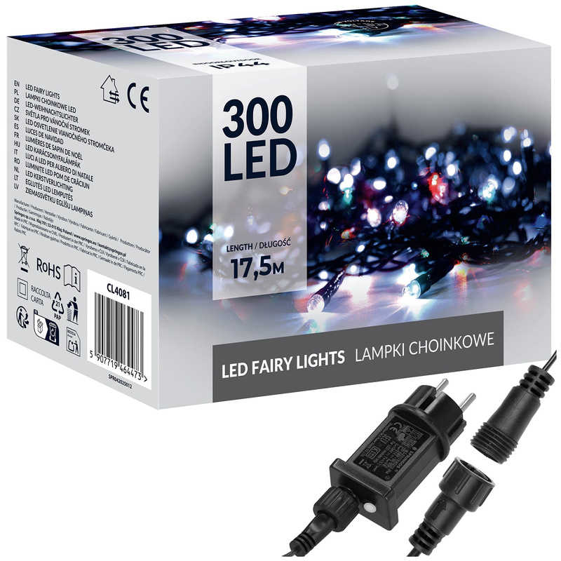 Lampki choinkowe 300 led multikolor 15m oświetlenie świąteczne IP44
