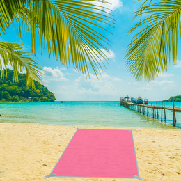 Koc plażowy sand free 200x150 cm mata plażowa dwuwarstwowa różowa