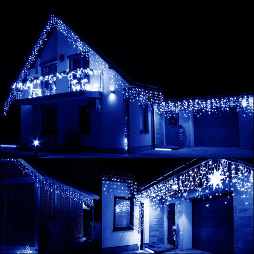 Kurtyna świetlna 500 led girlanda, lampki wewnętrzno-zewnętrzne sople niebieski