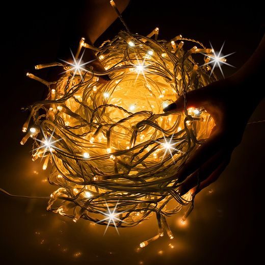 Kurtyna świetlna 500 led girlanda, lampki wewnętrzno-zewnętrzne 22,5 m sople biały ciepły + flash