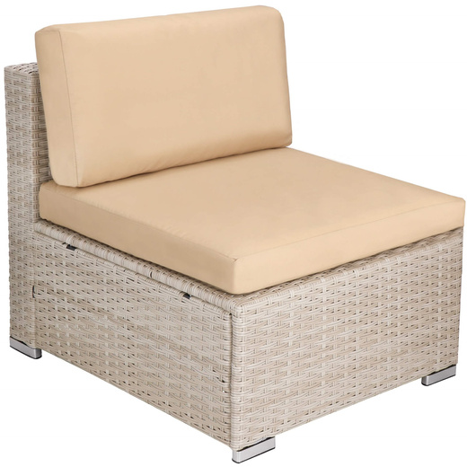 Meble ogrodowe zestaw modułowy technorattan stolik kawowy i 6 modułów beżowy