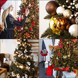 Bombki choinkowe 101 szt. ozdoby świąteczne zestaw z gwiazdą brązowe, rose gold