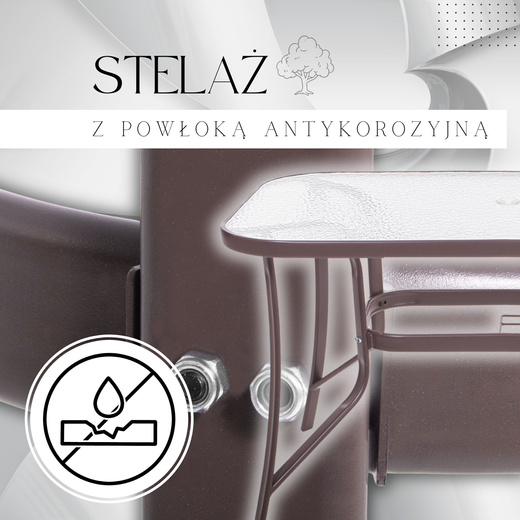 Meble ogrodowe 4 krzesła, stół ze szkłem hartowanym zestaw dla 4 osób brązowy