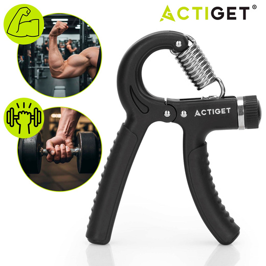 Ściskacz do rąk z regulacją oporu 5 - 60 kg do ćwiczeń dłoni, rehabilitacji czarny