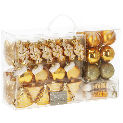 Bombki choinkowe 77 szt. ozdoby świąteczne złoty