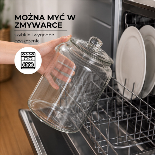 Słój szklany 6 l na ogórki, przetwory ciastka kiszonki pojemnik z pokrywką ozdobny