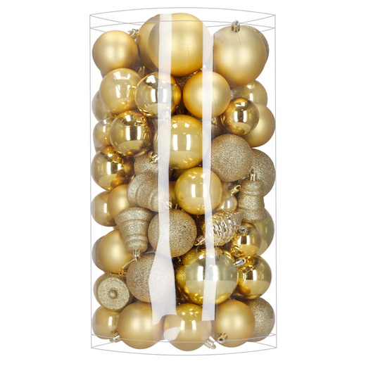 Bombki choinkowe 100 szt. zestaw dekoracji świątecznych nietłukące, złote
