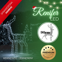 Renifer Led 90 cm świąteczny, świetlna dekoracja do ogrodu biały zimny