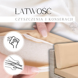 Meble ogrodowe zestaw modułowy technorattan stolik kawowy i 6 modułów beżowy