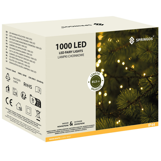Lampki choinkowe 1000 Led biały ciepły 81,5 m oświetlenie świąteczne IP44