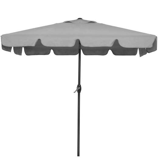 Parasol ogrodowy 240 cm duży składany z korbką na balkon, taras jasnoszary