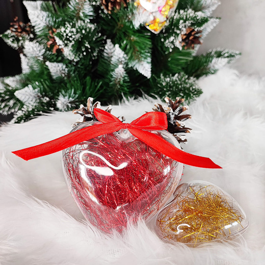 Bombki akrylowe 6cm serce plastikowe decoupage zestaw 8 szt.