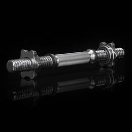 Gryf krótki 36 cm do hantli z zaciskami śr. 28 mm gwintowany, stal chromowana