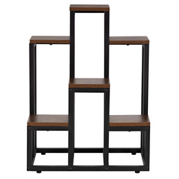 Kwietnik, regał na kwiaty, rośliny 67,5 cm stojący, metalowy 6 półek, ciemnobrązowy