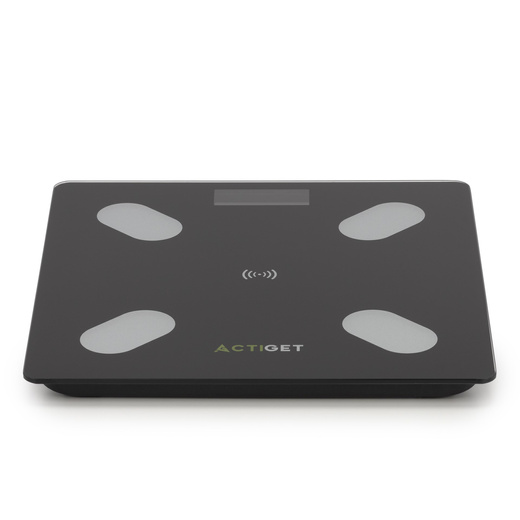 Waga łazienkowa, elektroniczna 180 kg szkło hartowane, LCD, z bluetooth, aplikacją czarna
