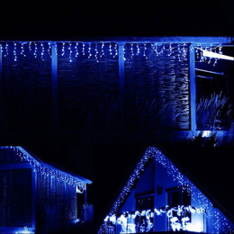 Kurtyna świetlna 500 led girlanda, lampki wewnętrzno-zewnętrzne sople niebieski