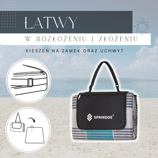 Koc piknikowy plażowy biwak 200x240 cm mata