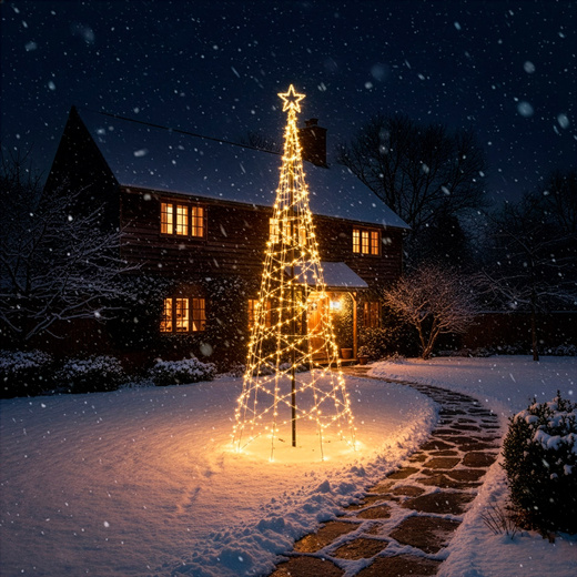 Choinka LED do ogrodu 300 cm dekoracja świecąca świąteczna 480 LED ciepły biały