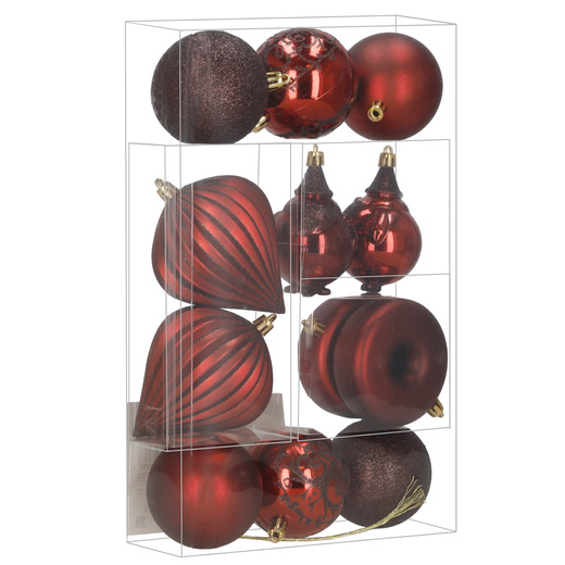 Bombki choinkowe 12 szt. zestaw dekoracji świątecznych, nietłukące, czerwone