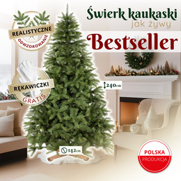 Choinka sztuczna 240 cm świerk kaukaski jak żywy Royal Trees premium drzewko świąteczne