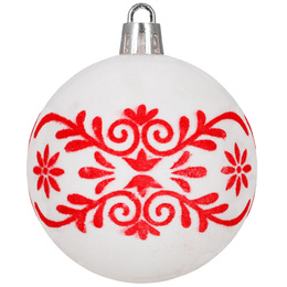 Bombki choinkowe 7 cm 12 szt. zestaw ozdoby świąteczne zdobione matowe, białe z wzorami