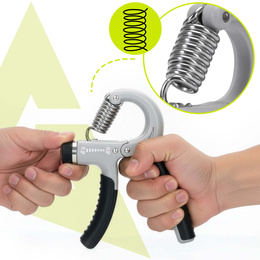 Ściskacz do rąk z regulacją oporu 20-50 kg do ćwiczeń dłoni, rehabilitacji szaro-czarny