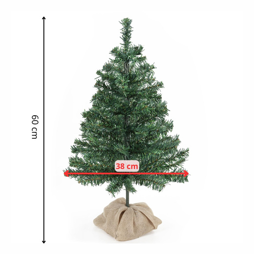 Choinka sztuczna 60 cm sosna naturalna z jutą małe drzewko świateczne na stolik, biurko