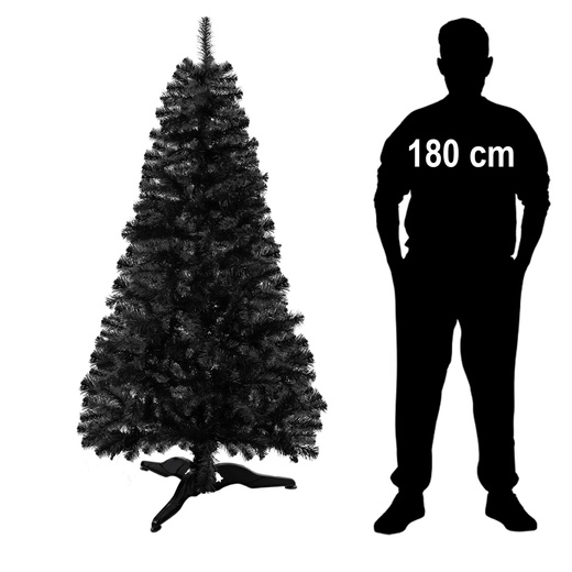 Choinka sztuczna 180 cm jodła czarna nowoczesna, ze stojakiem