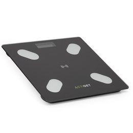 Waga łazienkowa, elektroniczna 180 kg szkło hartowane, LCD, z bluetooth, aplikacją czarna
