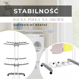 Suszarka na pranie pionowa na kółkach 170x75,5x57 cm składana na ubrania, bieliznę