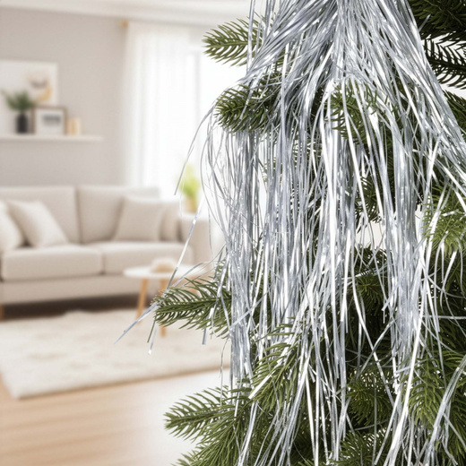 Włosy Anielskie na choinkę, dekoracja świąteczna 100 cm srebrne