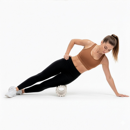 Wałek do masażu, średnio twardy, roller z wypustkami, jasny beż