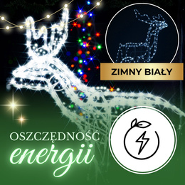 Renifer Led 90 cm świąteczny, świetlna dekoracja do ogrodu biały zimny