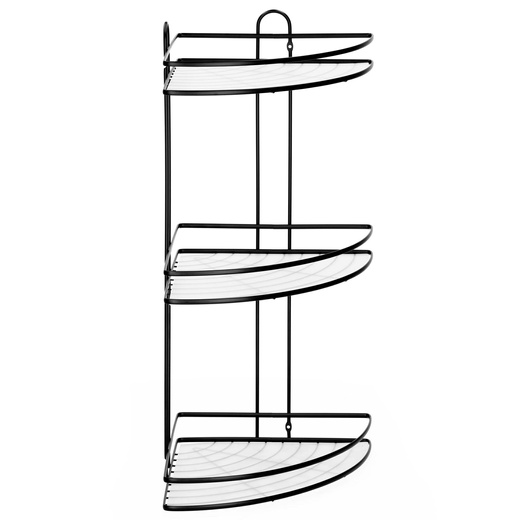 Półka łazienkowa narożna pod prysznic 3 poziomy, wisząca, czarna
