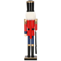 Dziadek do orzechów 60 cm z karabinem, drewniany żołnierzyk czerwony, figurka świąteczna