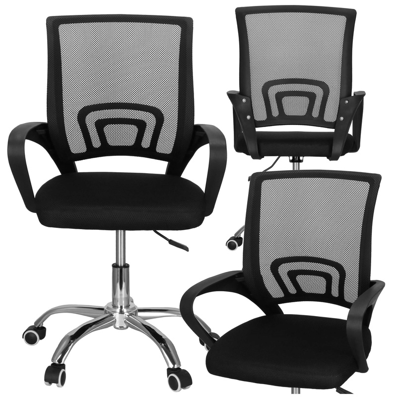 Fotel biurowy z regulacją nachylenia oparcia, krzesło obrotowe, czarny