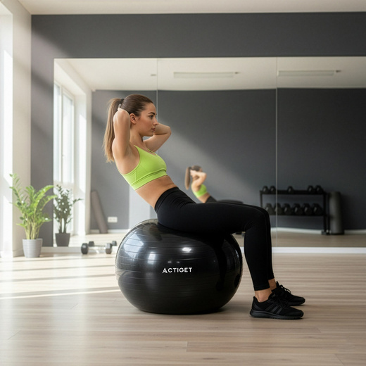 Piłka 75 cm do ćwiczeń pilates, rehabilitacyjnych, stretchingu z pompką, czarna