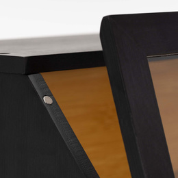 Chlebak zamykany, dwupoziomowy, szafka na pieczywo, bambusowy, czarny